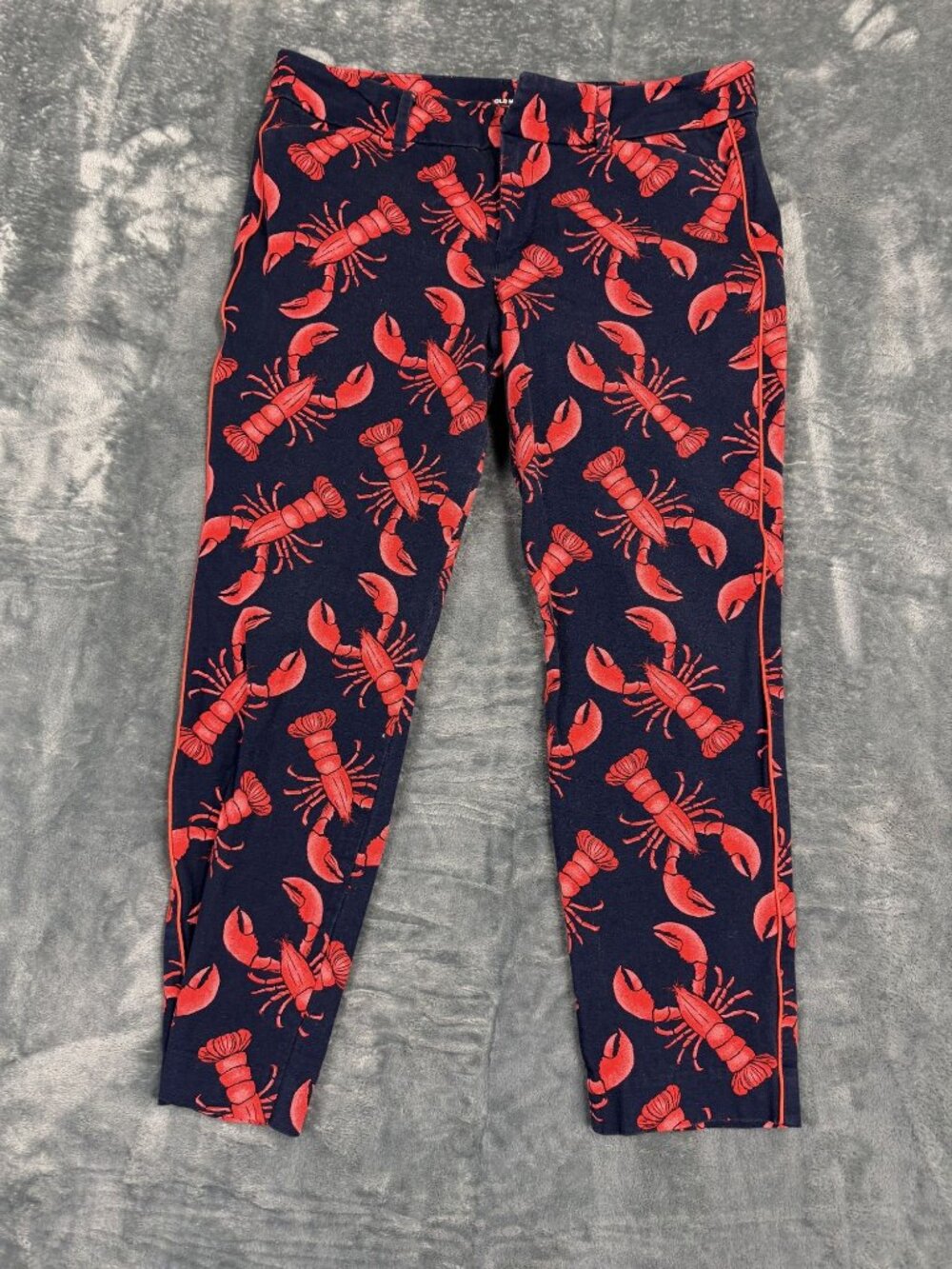 Old Navy Womens Pixie Navy & Red Lobster Print Ankle Pants 8P